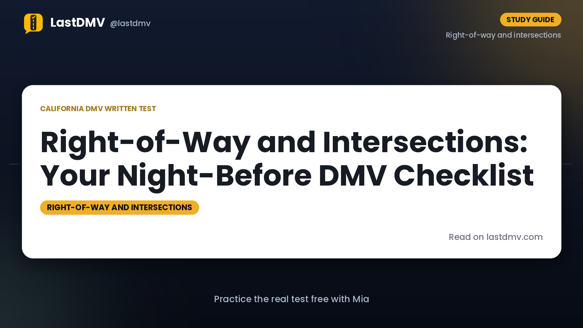 Right-of-Way and Intersections: Your Night-Before DMV Checklist