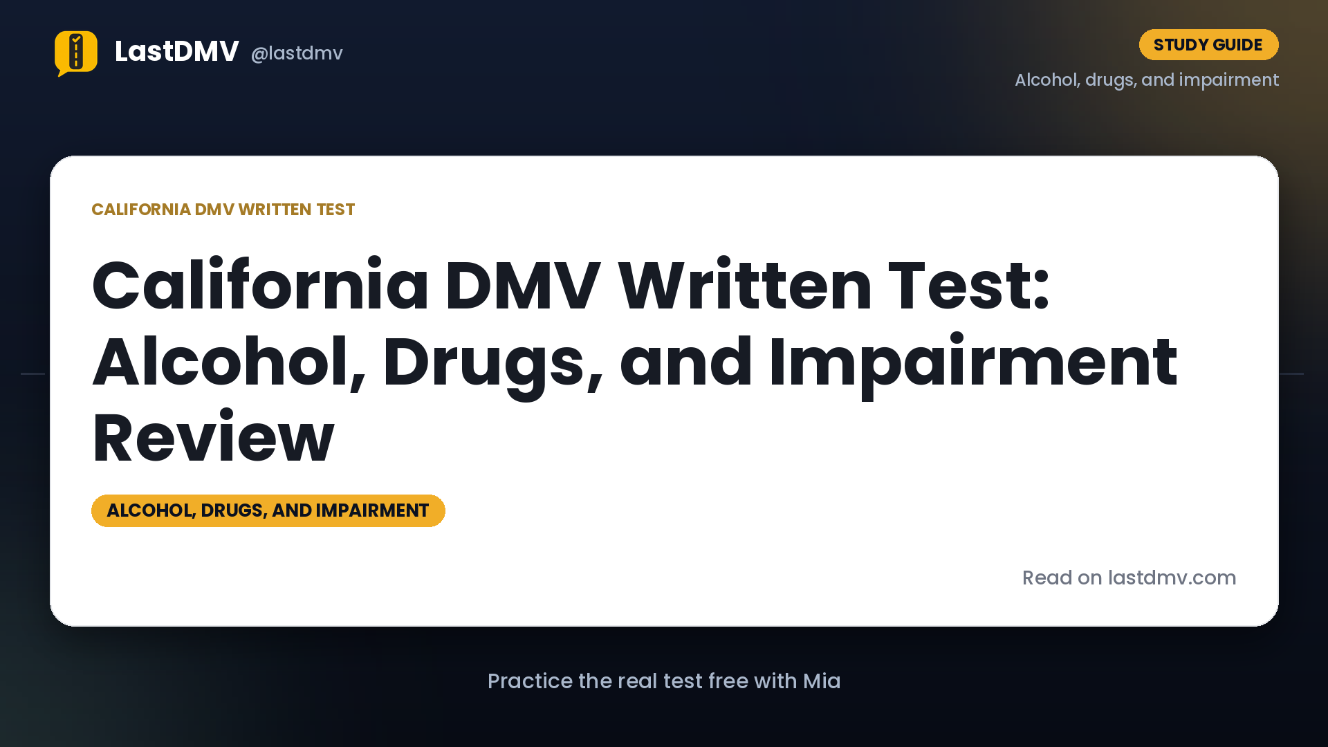 California DMV Written Test: Alcohol, Drugs, and Impairment Review