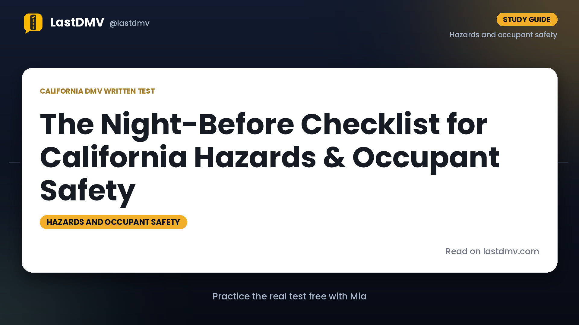 The Night-Before Checklist for California Hazards & Occupant Safety