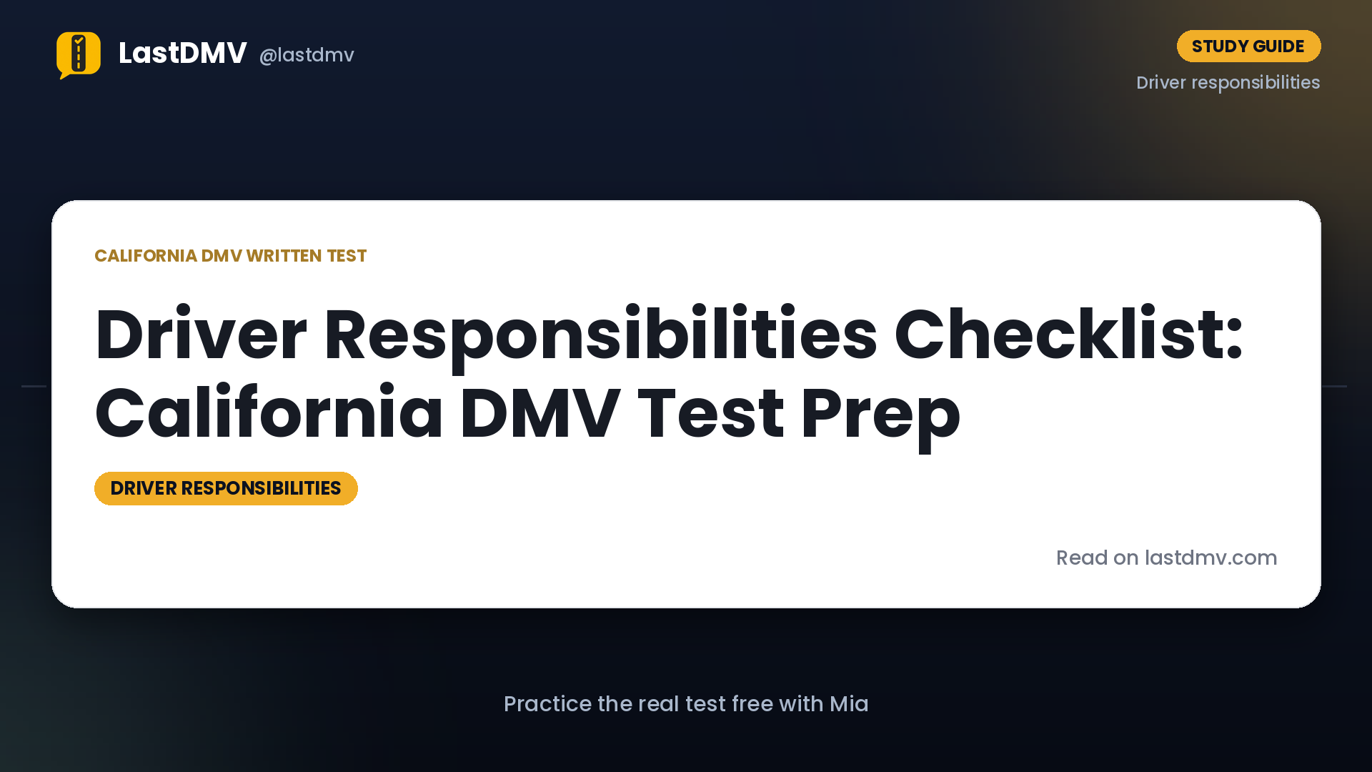 Driver Responsibilities Checklist: California DMV Test Prep