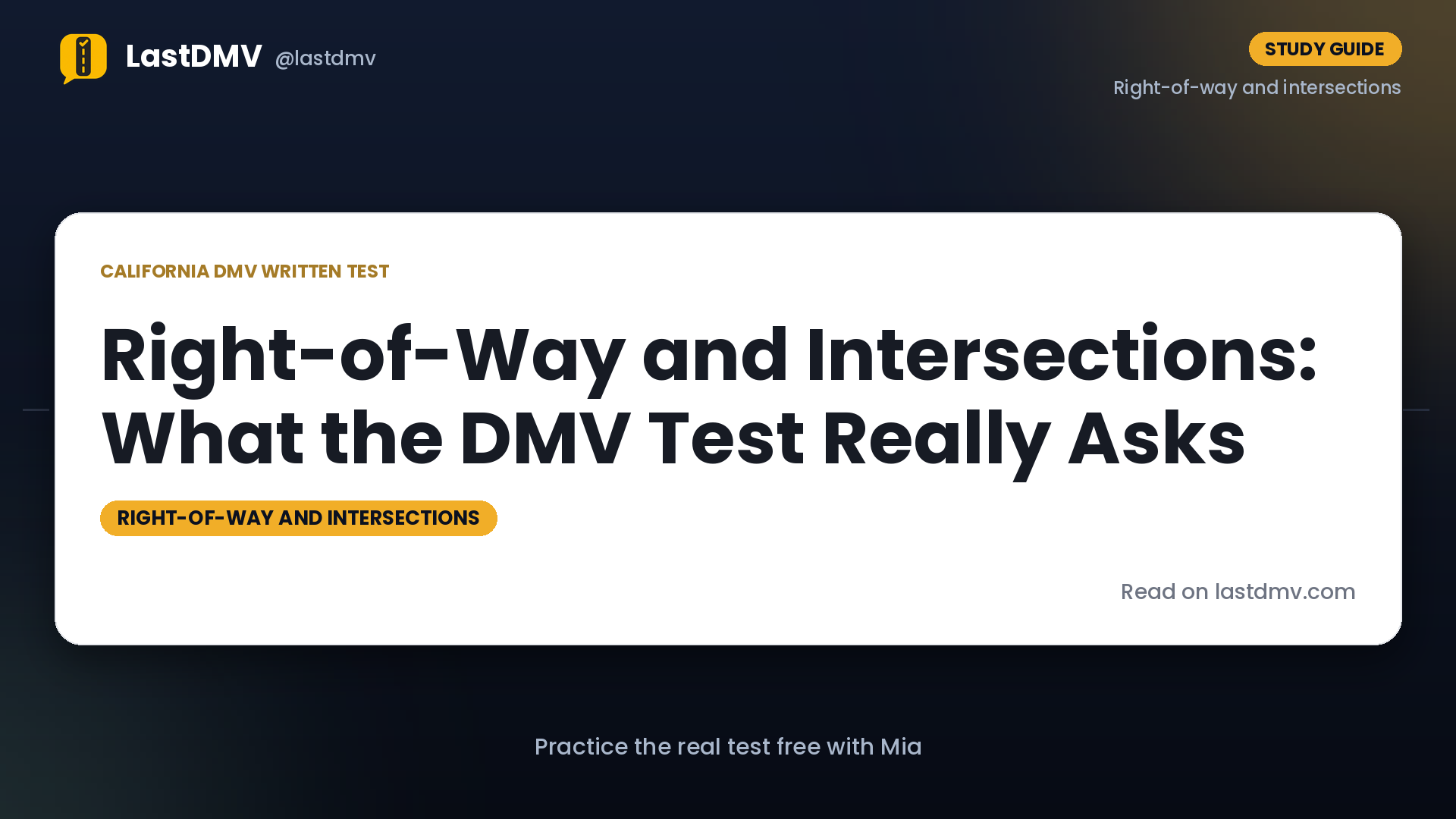 Right-of-Way and Intersections: What the DMV Test Really Asks