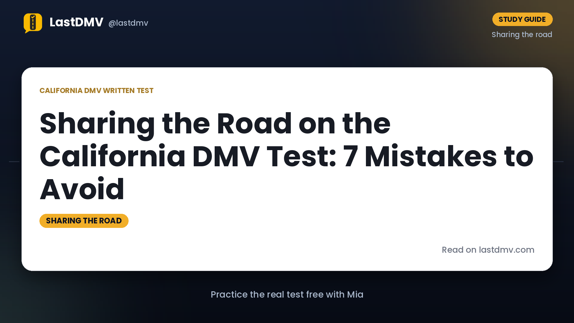 Sharing the Road on the California DMV Test: 7 Mistakes to Avoid